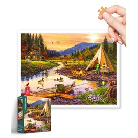 PieceRelax Plastic Jigsaw Puzzles for Adults 1200 Pieces - The Macneil Studio - Golden Haven Camp Most Satisfying Table Games and Gifts No Puzzle Mat Required [H3665]