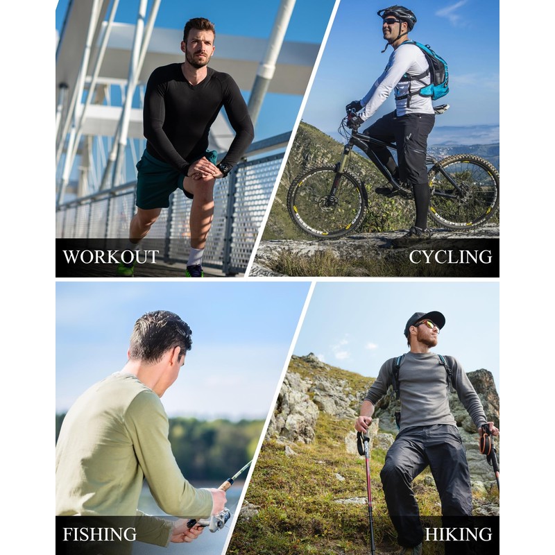 Rashguard Shirts for Men Long Sleeve UPF 50+ Sun Protection