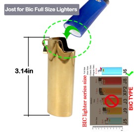 Metal J6 Lighter Case Cover Reusable for Bic Regular lighters Sleeve Holder with Ring Necklace Accessories