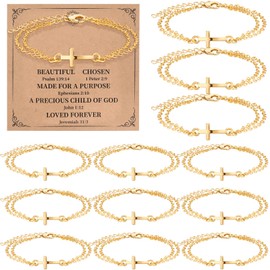 Tondiamo 12 Sets Cross Bracelet for Women with Bible Verse Cards Christian Baptism Religious Gifts Inspirational Faith Based Jewelry Stocking Stuffers for Church First Communion