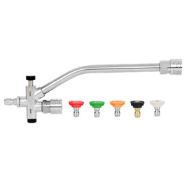 DUSICHIN Foam Cannon Dual-Connector Accessory Pressure Washer Double Tip Attachment for Soap Cannon 1/4" Quick Connect for Car Wash, 5 Pressure Washer Sprayer Nozzles DUS2405