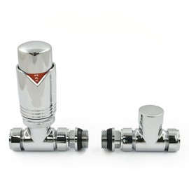 Realm Thermostatic Radiator Valve Set - Chrome Radiator Valves inc. Straight TRV & Lockshield