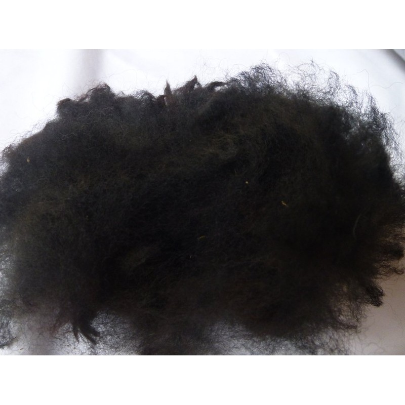 Black huacaya Cria Baby Alpaca Spinning Felting Crafting Fiber Fleece