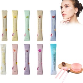 Apply 10Stück Gelee-Gesichtsmaskenpulver,Feuchtigkeitsspendende Gesichtsmaske Peel Off Mehrere Aromen Macaroon Maske Pulver Für Gesichtspflege,Gesichtsmaske Peel-Off Mit Zubehör Für Die Gesichtspflege
