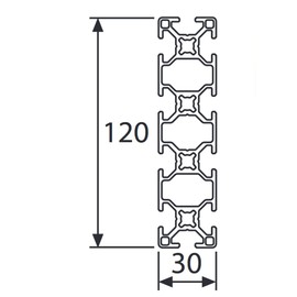 DOLD Mechatronik Aluminium Profile 30 x 120 L B-Type Nut 8 (Light), Silver Anodised Aluminium Profile 30 x 120 Mounting System Profile 150 mm