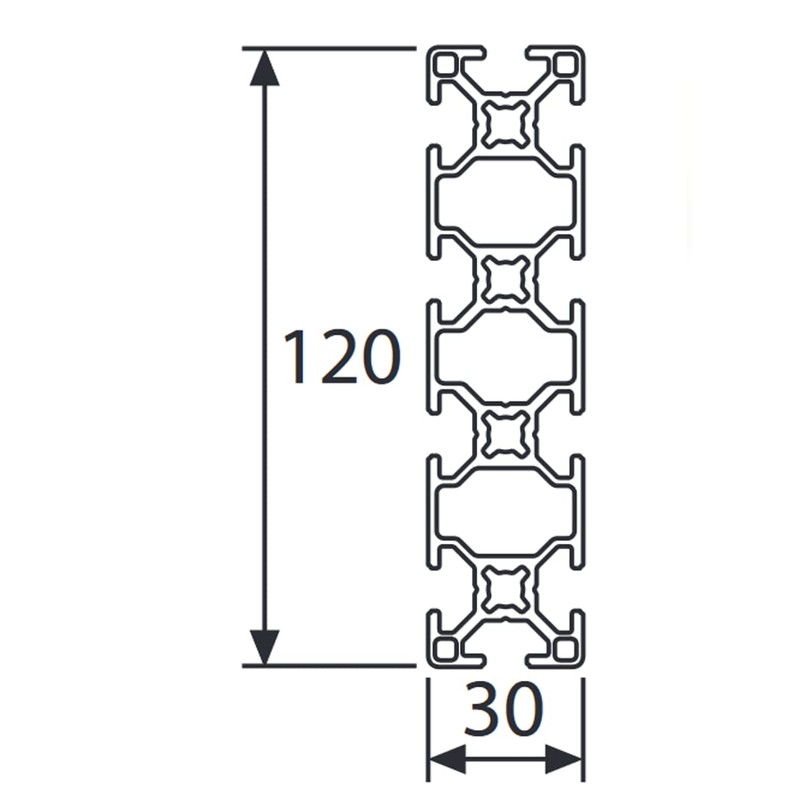 DOLD Mechatronik Aluminium Profile 30 x 120 L B-Type Nut