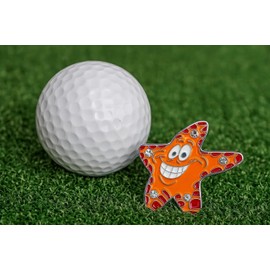 Smiley Starfish Ball Marker with Crystals - Premium Golf Ball Marker for Putting Green | Colored Golf Ball Marker for Men & Women – Ballmarker Golf Gift for Alignment & Style, 1" Wide