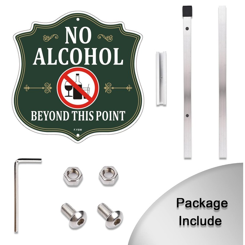 No Alcohol Beyond This Point Sign 10" x 10" With