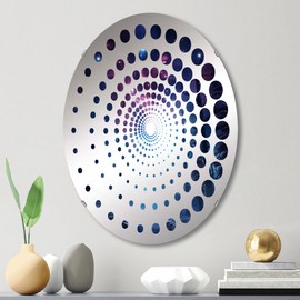 Dancing Lights of The Aurora Borealis V - Floral Spiral Dot Landscapes - 20x30 Inches - Oval Decorative Wall Mirror for Bathroom, Bedroom, Entryway, Living Room, Vanity Room and Modern Décor