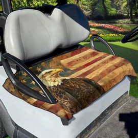 FUIALDOLG Eagle American Flag Golf Cart Seat Cover,Protective Golf Cart Seat Towel Blanket 50 "x 30.9" Golf Cart Accessories Golf Cart Seat Cover