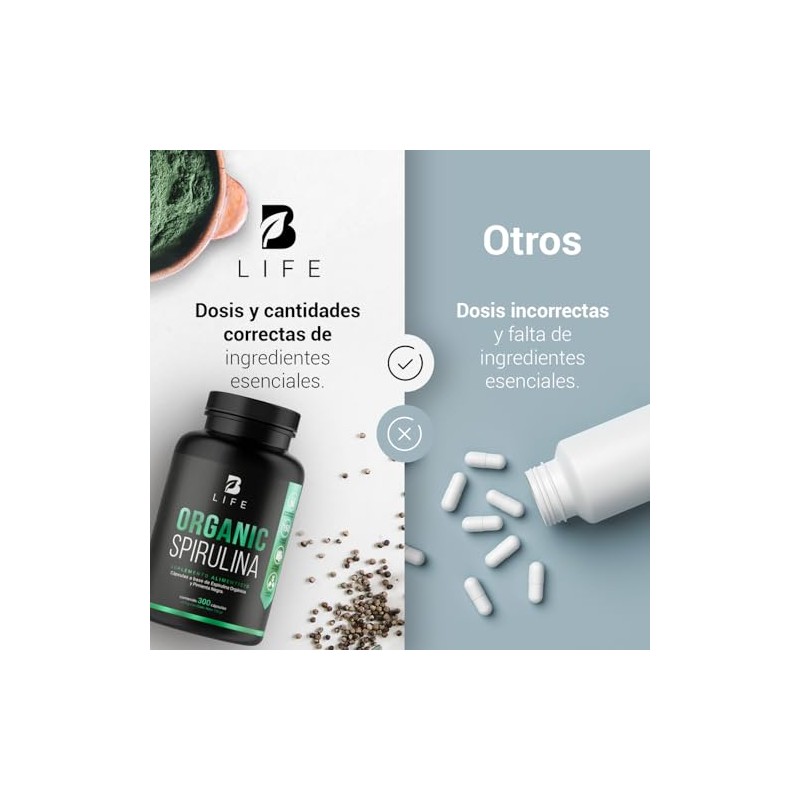 B Life Espirulina Orgánica 300 cápsulas
