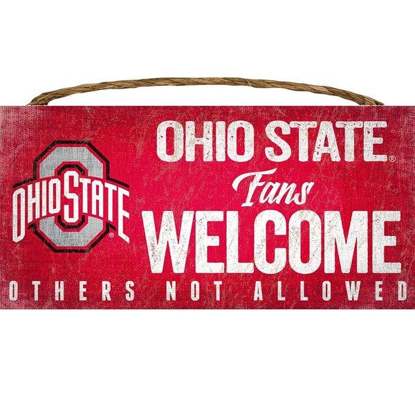 Ohio State Buckeyes Wood Sign - Fans Welcome 12"x6"