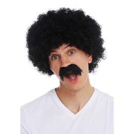WIG ME UP - 2018553-P103 Wig Beard Set Men's Carnival Curly Curly Voluminous Afro 70s Black
