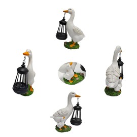 Solar Powered Outdoor Indoor Duck Garden Statues Lights, Duck Figurines with Light Garden Sculpture Decor, Duck Mother Gifts for Women, Men or Daughter, Unique Housewarming Gifts and Yard Decoration