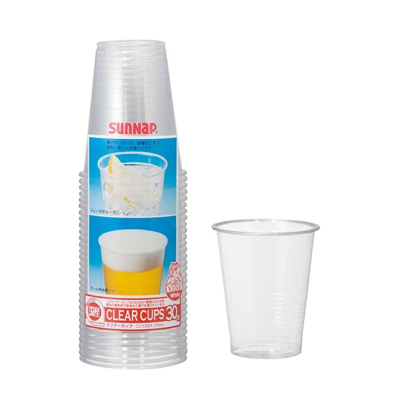 Sunup C2753ZEX Disposable Cups, Transparent, 3.1 x 3.1 x 10.0