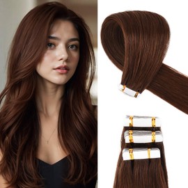 Originea Tape-In Extensions, Real Hair Extensions, 20 Pieces, 40 g, 35 cm, Medium Brown Colour, Invisible Tape-In Extensions, Silky Straight, #4