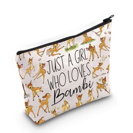 JNIAP Bambi Deer Cosmetic Bag Deer Animals Lover Zipper Pouch for Movie Fans Gift (Bambi)