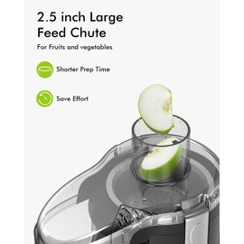 SIFENE Compact Centrifugal Juicer - 2.5" Wide Chute, 3 Speeds, BPA-Free & Dishwasher Safe. Features Easy-Clean 450ml Capacity Designed for Small Kitchens (Black).
