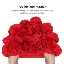 Womens Swim Cap Floral Swim Cap for Women Vintage Style Swimming Bathing Pretty Retro Swim Cap (Red)