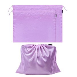 2 Pack Dust Bags for Handbags Silk Dust Cover Bag for Handbags Purses Shoes, Dustproof Drawstring Bag Travel Storage Pouch (Purple)