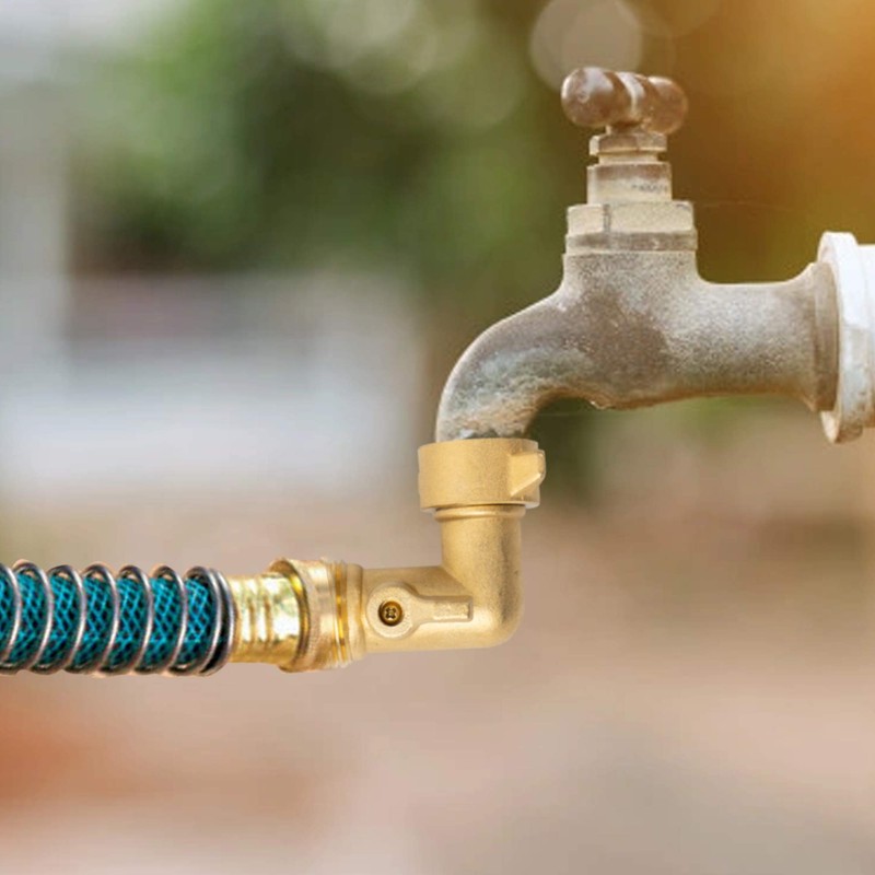 Xiny Tool 90 Degree Garden Hose Adapter with Shut Off