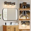 Farmhouse Bathroom Vanity Light Fixtures, 3-Light Wood Bathroom Light Fixtures