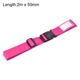 sourcing map Luggage Strap Suitcase Belt with Buckle Label, 2Mx5cm Adjustable PP Travel Bag Packing Accessory, Rose Red