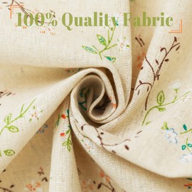 Moslovstar Farmhouse Cotton Linen Tier Curtain 70 Inch Long Elegant Floral Lace Window Treatment Kitchen Bathroom Short Curtain, 1 Panel, Little Grass and Flower on Beige