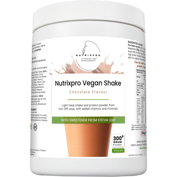 Nutrixpro Nutrixpro Vegan Chocolate Protein Shake Powder, 300g, with Stevia