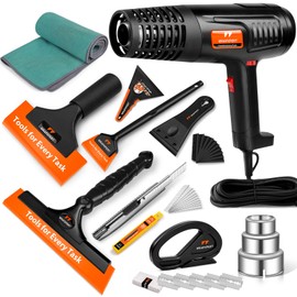WRAPXPERT Window Tint Tools Kit Car Tinting Tools with Heat Gun, 3 x Car Window Squeegees, Utility Knife, Film Cutter, Plastic Razor Scraper, Towel, Tools for Vehicle Window Film Application