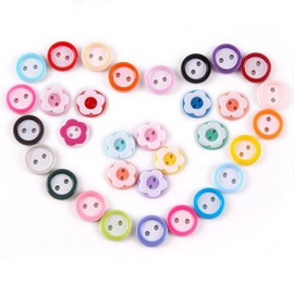 Rckcu 800Pcs Mixed Color Resin Flower and Round 2-Hole Buttons for Shirts, Sweaters, and DIY Crafts