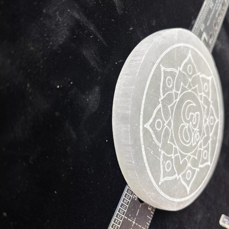 4” Selenite Charging Plate “ohm Blossom “