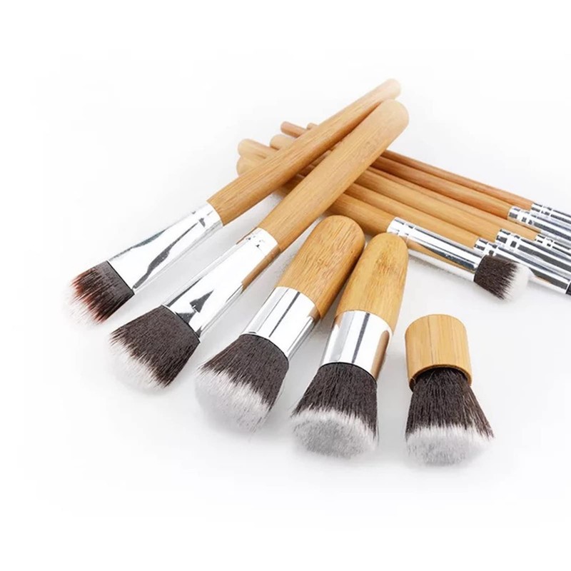 Brochas de Maquillaje Profesionales con de bambú, Bolsa de Almacenamiento