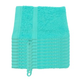 Julie Julsen® Organic Wash Mitt Set, 10 Wash Mitts Available in 32 Colours, Soft and Absorbent, Turquoise, 15 x 21 cm