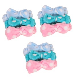 Ipetboom 9pcs Flannel Bowknot Makeup Headbands Adorable Big Bow Hair Hoops for Women and Girls Light Blue for Facial Care and Cosmetic Headwraps