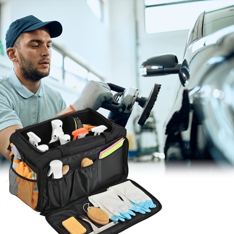 Jaffzora Large Car Detailing Bag, Cleaning Caddy for Auto Detailing