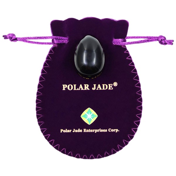 Polar Jade Yoni Egg of Obsidian Gemstone, Drilled, Manually Polished,