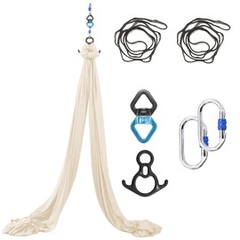 SKYPHAROS 11 Yards Aerial Silks Yoga Swing Set - Aerial Yoga Hammock Kit Anti-Gravity Flying for Fitness, Low/Non Stretch Nylon Tricot Fabric Hardware Included for Dance