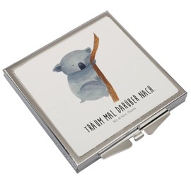 Mr. & Mrs. Panda Handtaschenspiegel quadratisch Koalabär - Geschenk, lustige Sprüche, träumen, Schlafzimmer, silber, Tiere, schminken, Gute Laune,