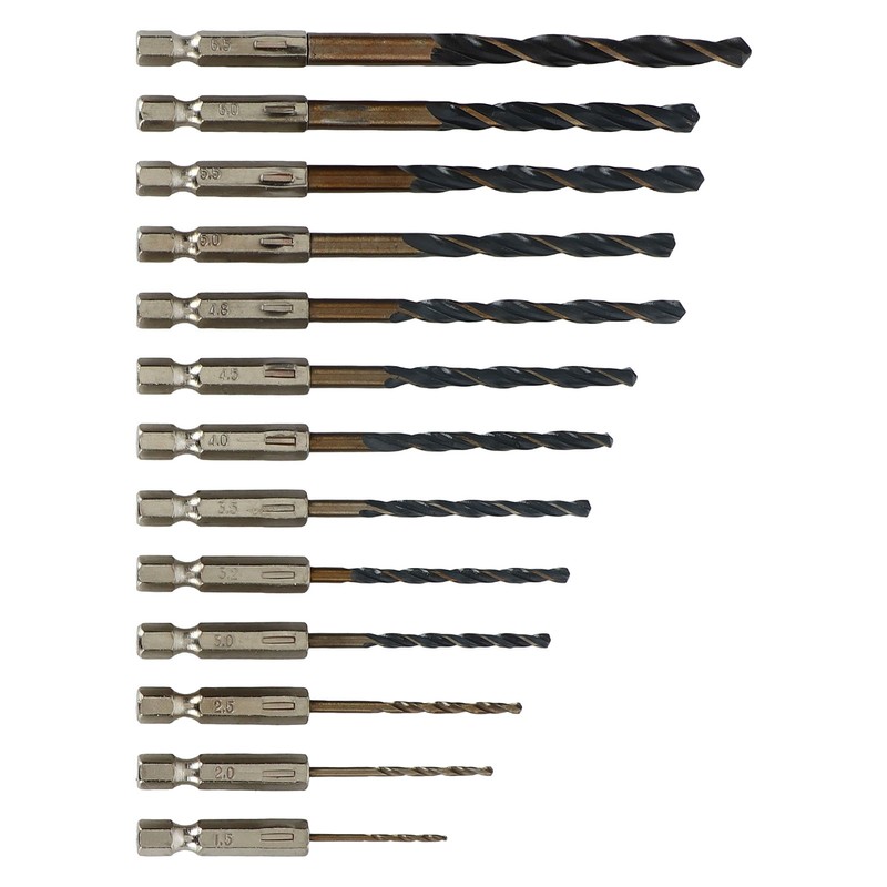13Pcs Twist Drill Bit 1/4in Hex Shank 1.5‑6.5mm Fast Change