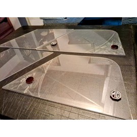 DAXCNC  MGA SIDE CURTAIN SLIDING WINDOWS SET 1956-1962 CLEAR 10 3/4" TALL WITH MG KNOBS