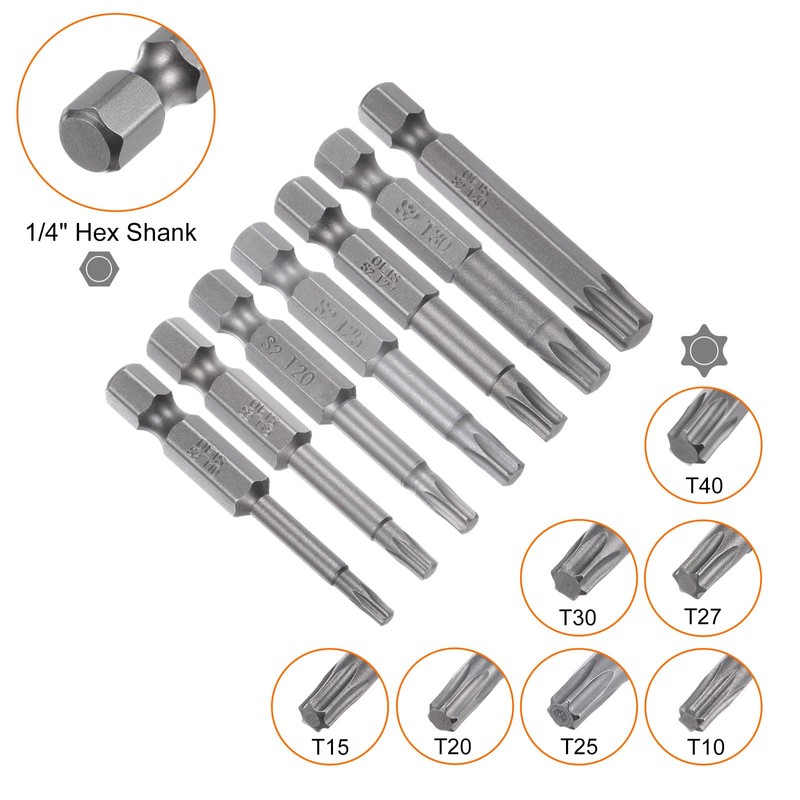 sourcing map 14pcs T10-T40 Star 5 Point Screwdriver Bit Set