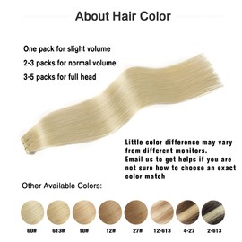 22In Tape in Brazilian Human Hair Extensions 100% Remy Human Hair Glue in Extensions Balayage Seamless Silky Straight Skin Weft Hair(22Inch #60 Platinum Blonde 20pcs 60g)