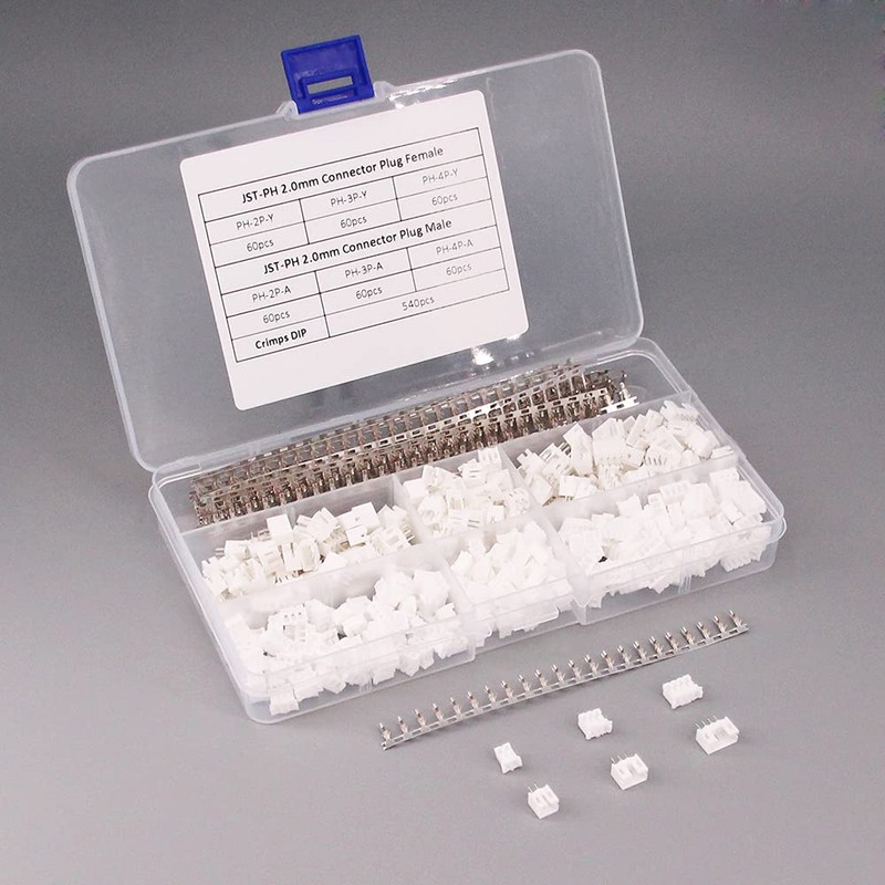 RFaha 900pcs JST-PH Kit 2.0mm 2/3/4 Pin Female Head Plug