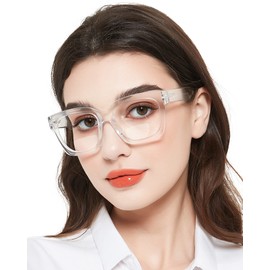 MARE AZZURO Oversized Bifocal Reading Glasses 1.5 Women Blue Light Blocking Readers 100 125 150 175 200 225 250 275 300 350 (Transparent, 1.50)