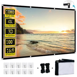 100-inch Projector Screen 4K 16:9 HD Foldable Washable Portable Projection Movies Screens Support Double Sided Projection for Home Theater Backyard Outdoor Indoor