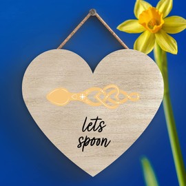 Global Designs Lets Spoon Welsh Love Spoon Wooden Heart Hanging Plaque