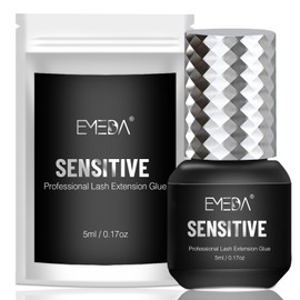 EMEDA Sensitive Eyelash Extension Glue 0.17fl.oz/5ml/1 Sec Drying Time/Retention – 5-7 Weeks/Black Adhesive/Professional Hypoallergenic Formaldehyde-Free Lash Extension Glue Supplies