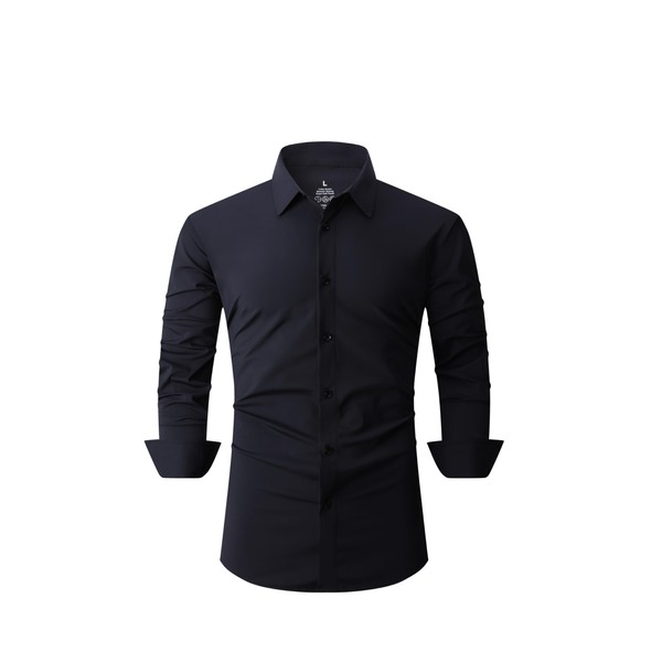 SAMERM Mens Dress Shirt Wrinkle Free Moisture Wicking 4-Way High