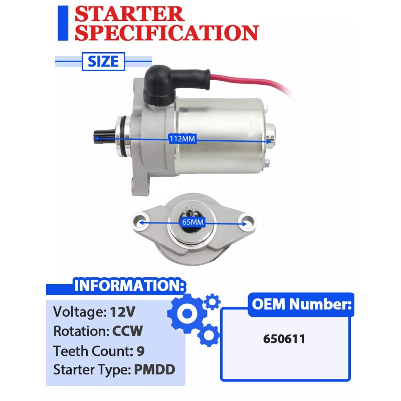 Motorsupermarkets Starter Motor for E-TON Eton RXL-90R Viper 90R SS